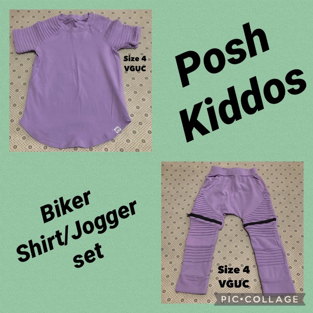 Posh Kiddos purple lavender biker set size 4